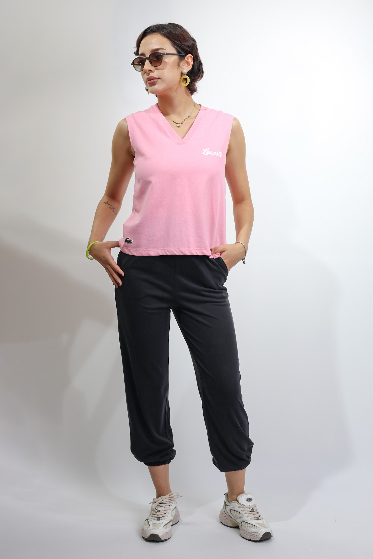Kadın Kolsuz Pembe T-shirt