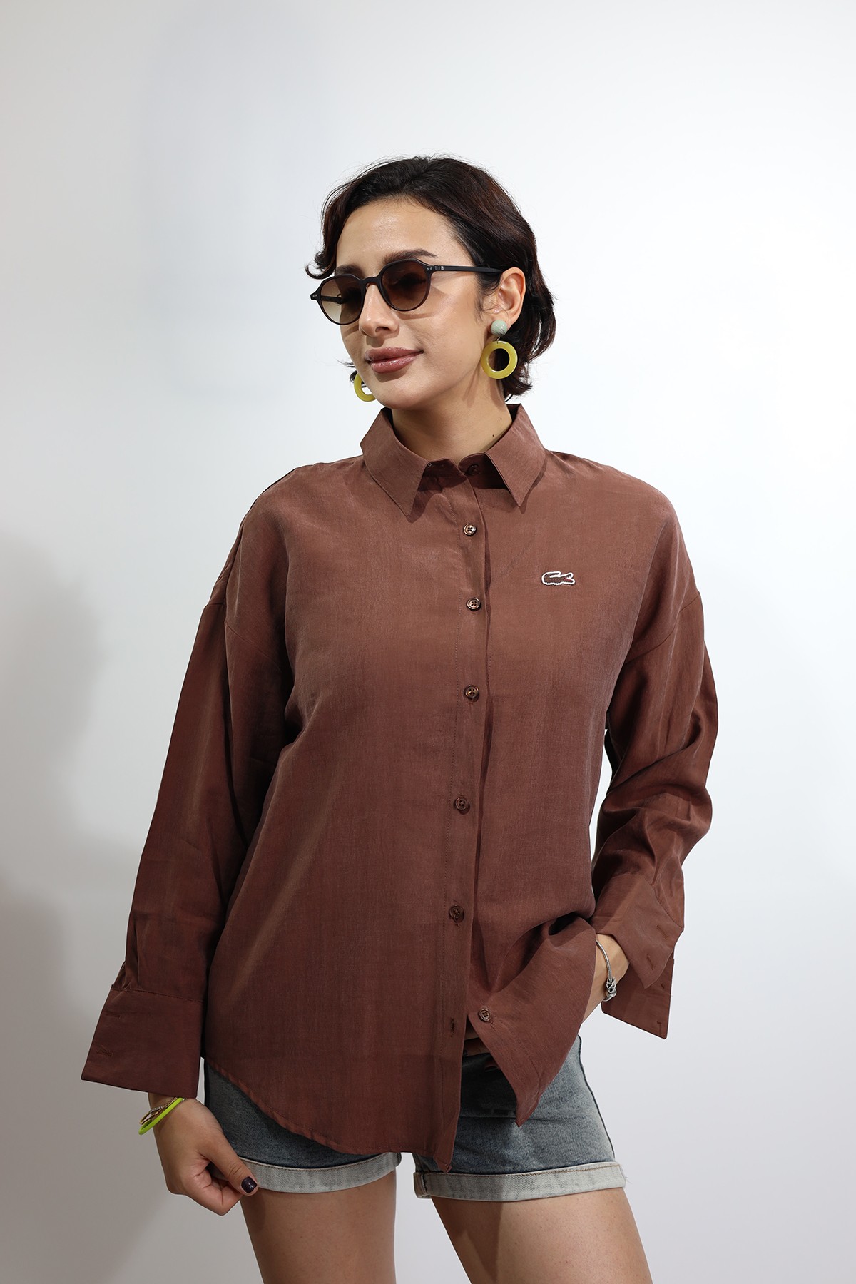Kadın Relaxed Fit Kahve Kadın Gömlek