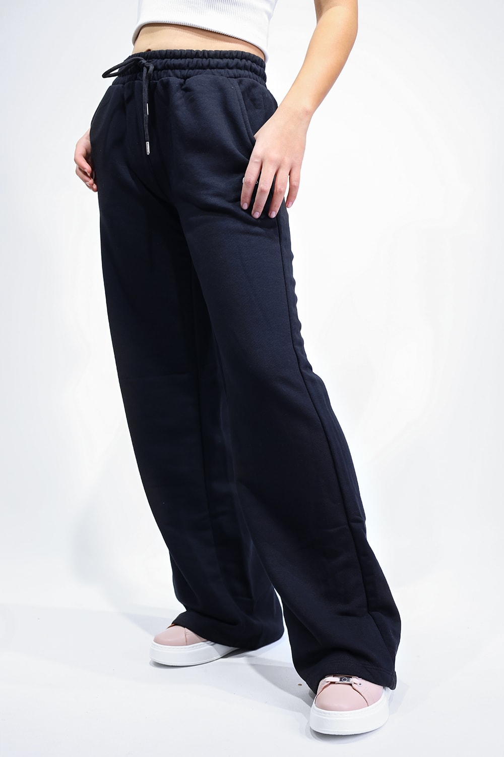 Orjinal Marka Oversize Kesim Kadın Eşofman Siyah Tek Alt