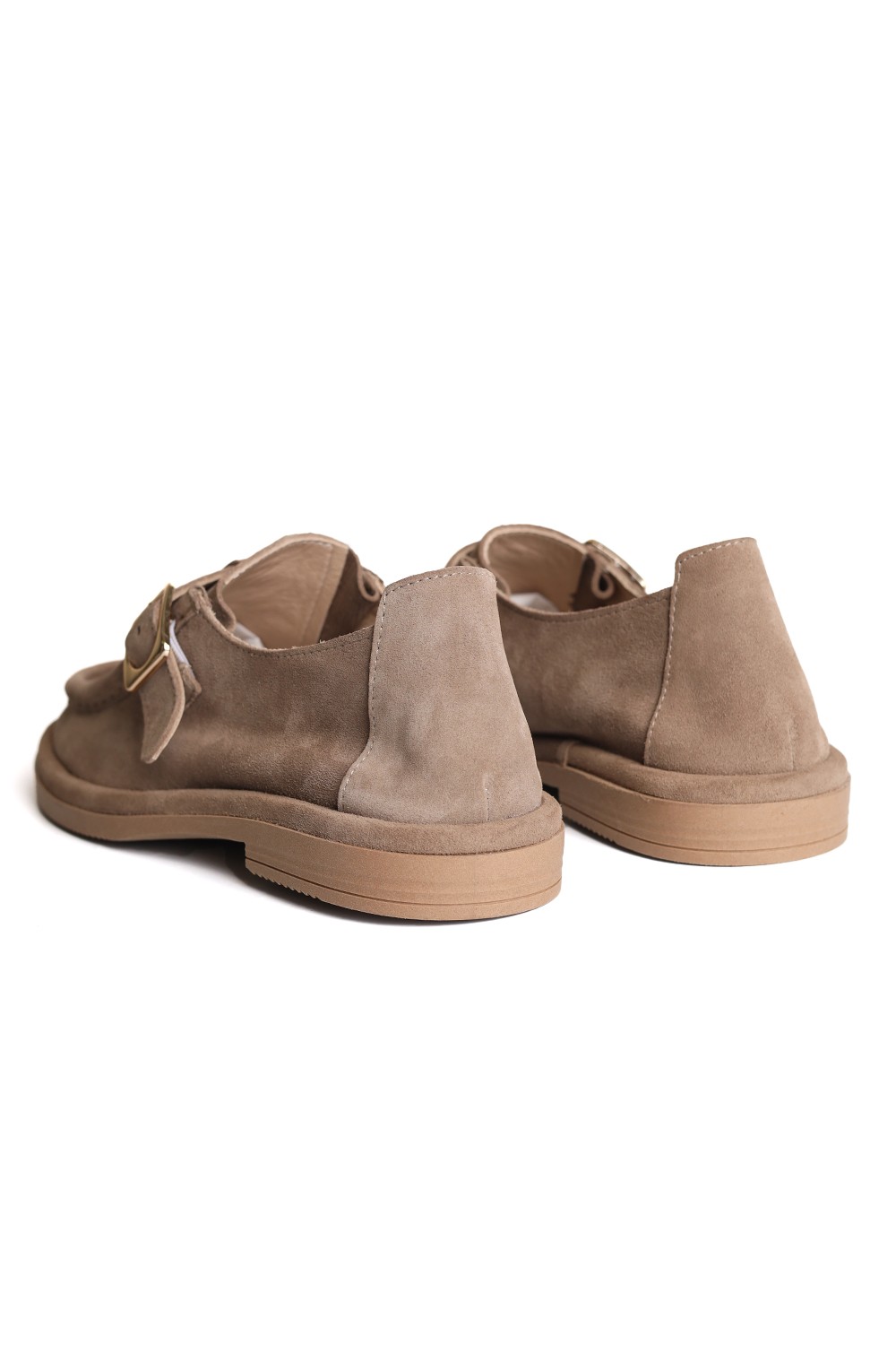 Hakiki Deri El Yapımı Anatomik Taban Bej Kadın Loafer R004