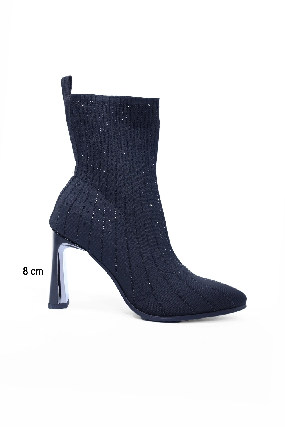 Triko Yapılı  Taş Detaylı Elastik Kadın Çorap Çizme