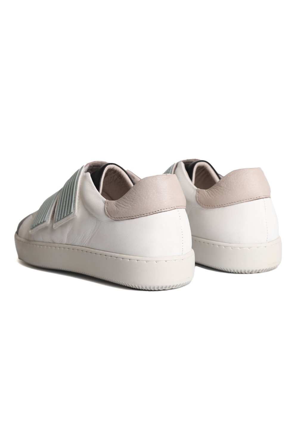 Hakiki Deri El Yapımı Ortapedik Tabanlı Beyaz Cırtlı Erkek Sneakers