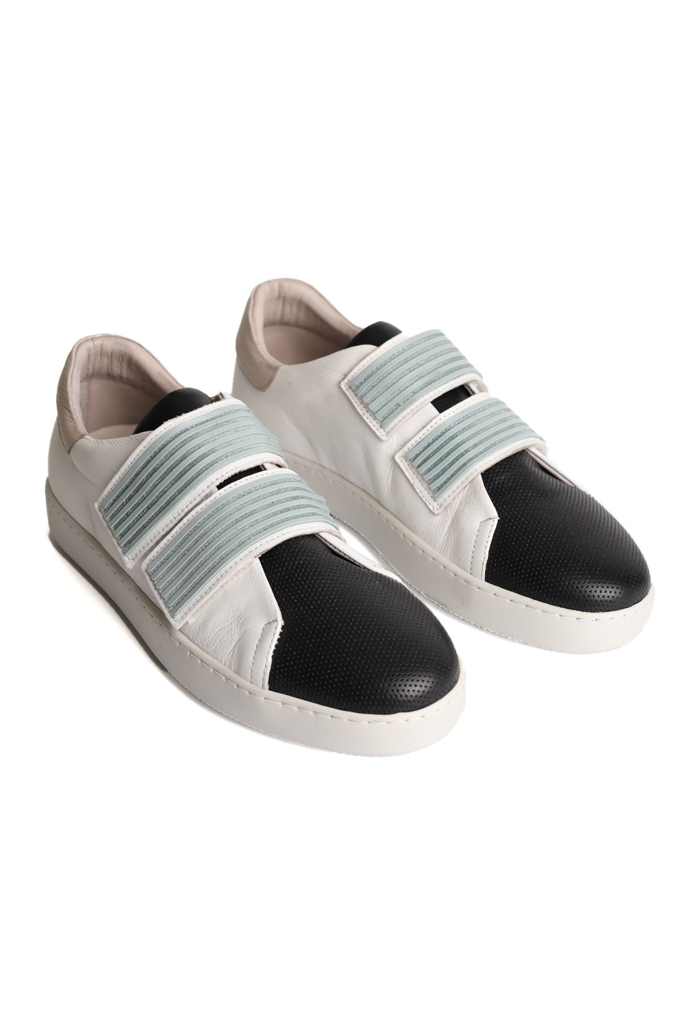 Hakiki Deri El Yapımı Ortapedik Tabanlı Beyaz Cırtlı Erkek Sneakers