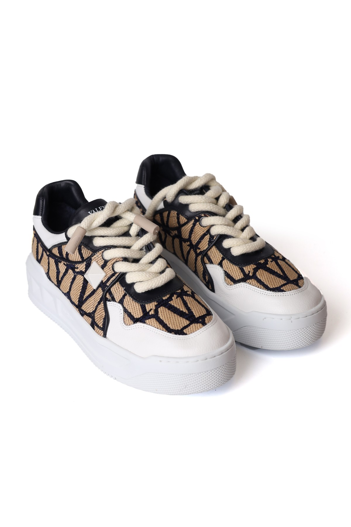 Çok Renkli Logo Jakarlı Erkek Deri Sneaker