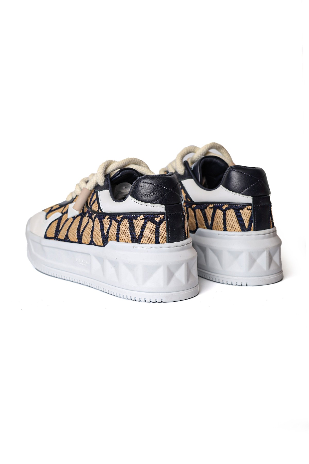 Çok Renkli Logo Jakarlı Erkek Deri Sneaker