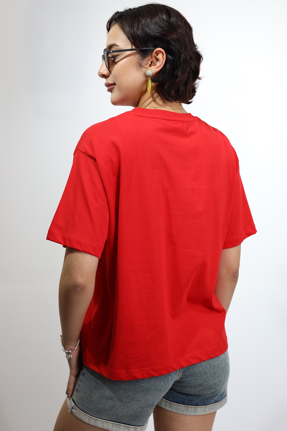 Kadın Relaxed Fit Kırmızı Kadın T-Shirt