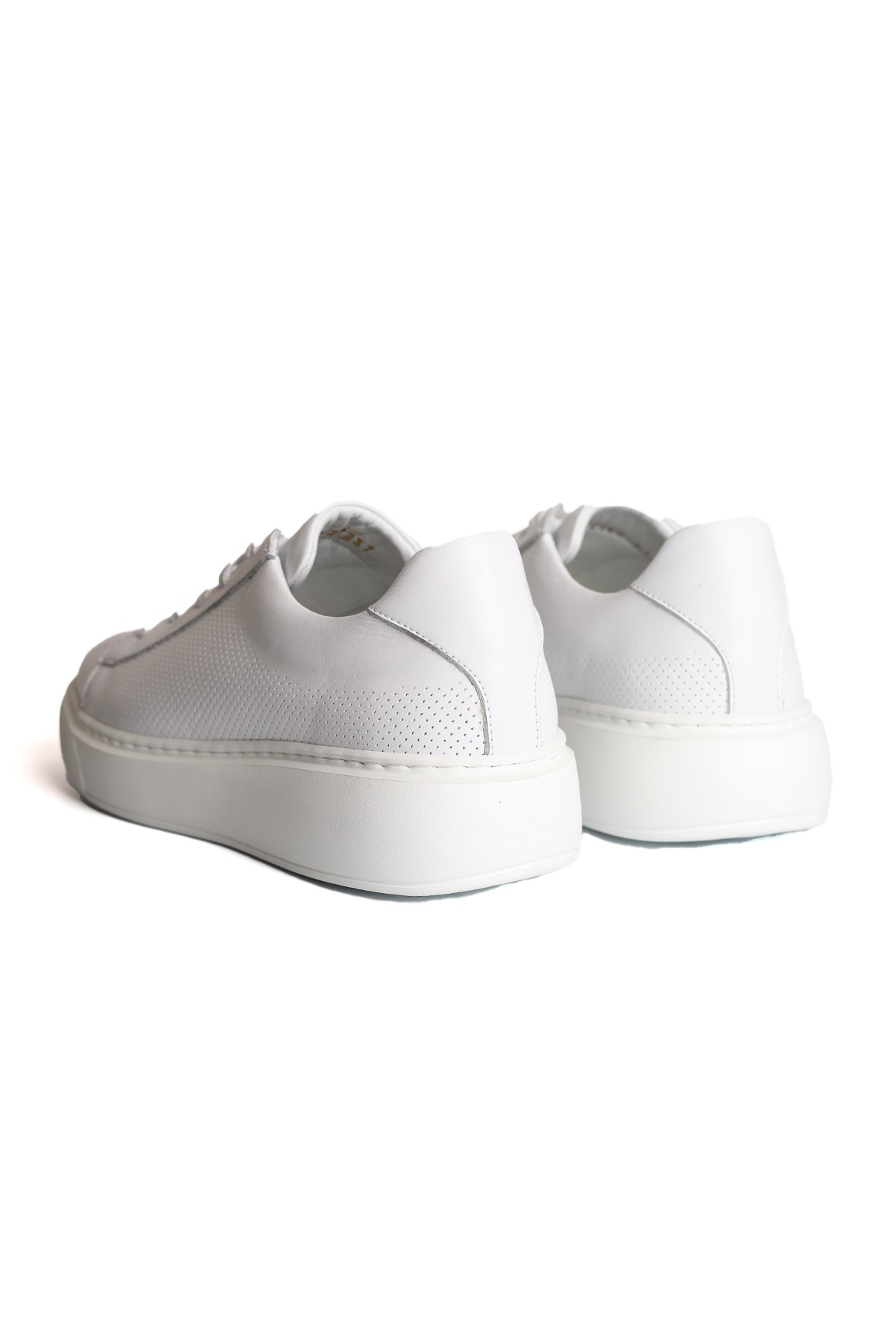 Hakiki Deri El Yapımı Eva Tabanlı Beyaz Unisex Sneakers