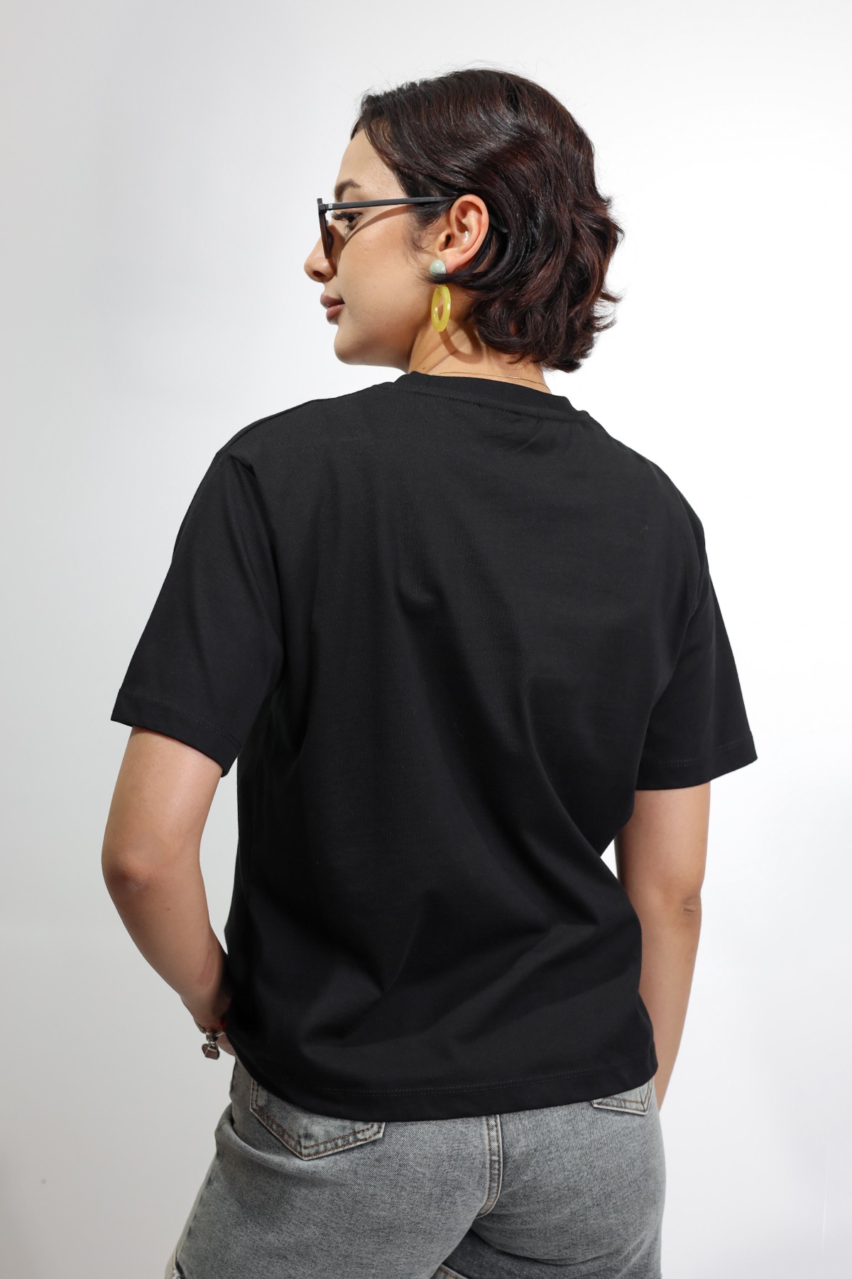 Kadın Relaxed Fit Siyah Kadın T-Shirt
