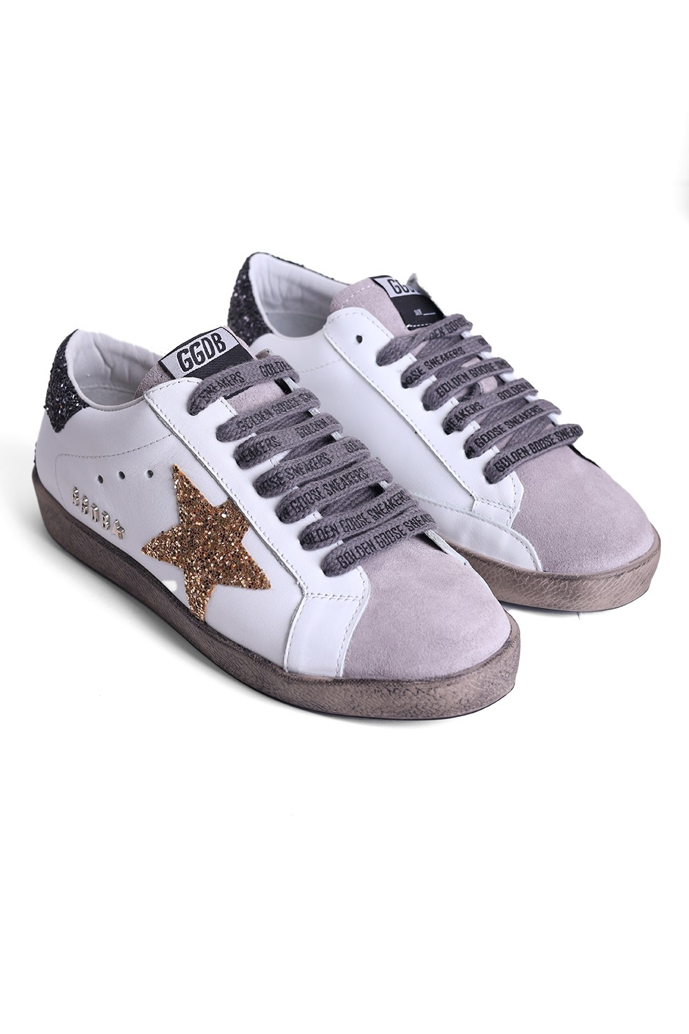 Super-Star Gri-Gold Deri Kadın Sneakers