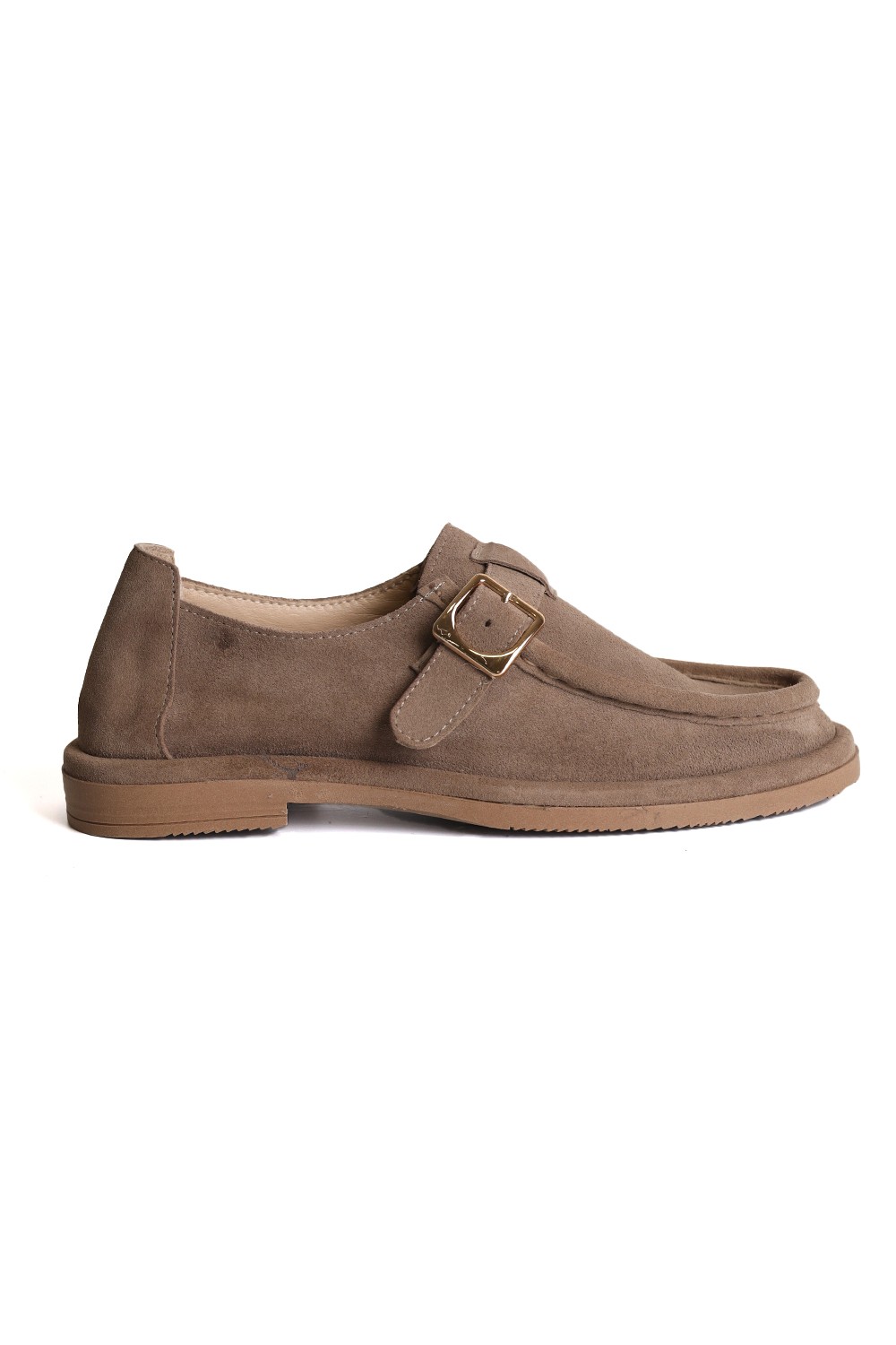 Hakiki Deri El Yapımı Anatomik Taban Bej Kadın Loafer R004