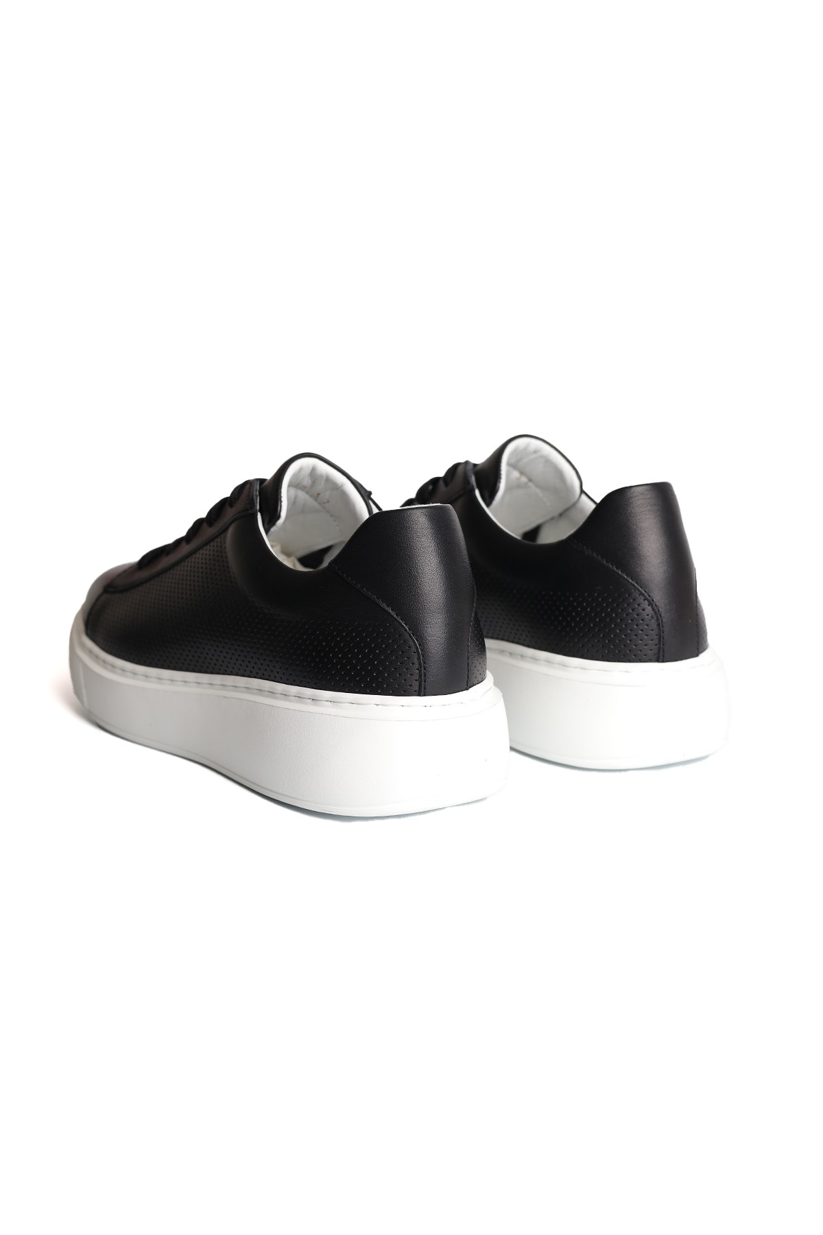 Hakiki Deri El Yapımı Eva Tabanlı Siyah Unisex Sneakers