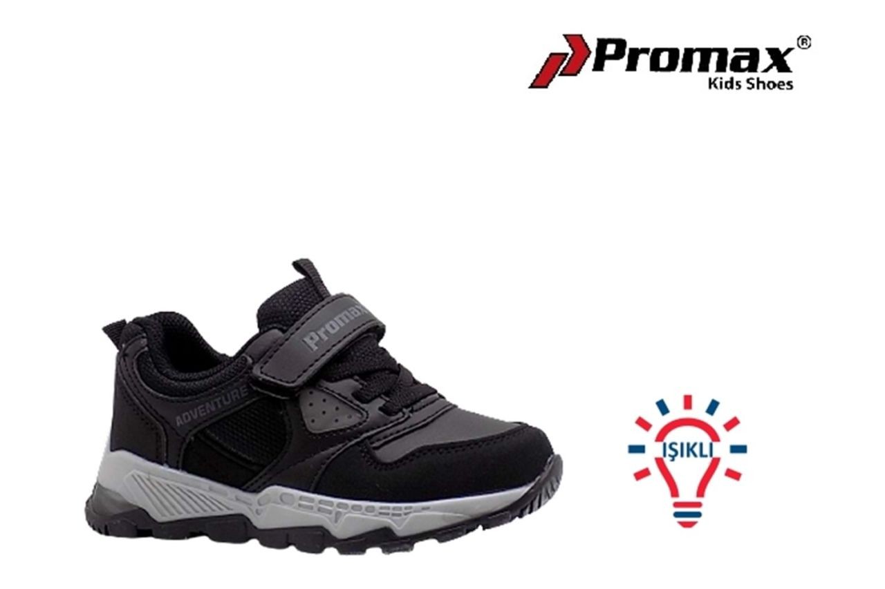 Promax 1583 Mikro Materyal Eva Taban Siyah Gri Spor Ayakkabı