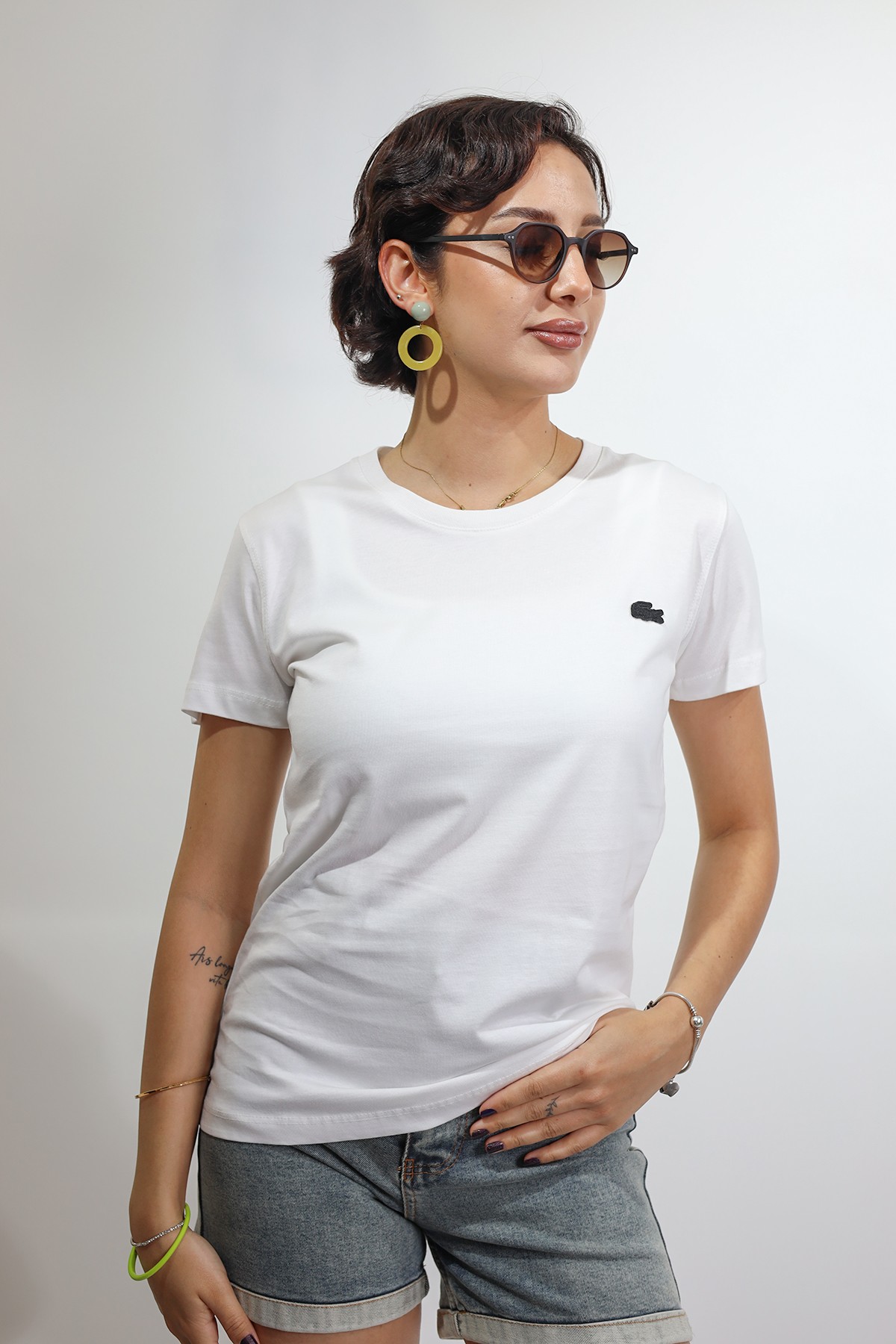 Bisiklet Yaka Kadın Beyaz T-Shirt
