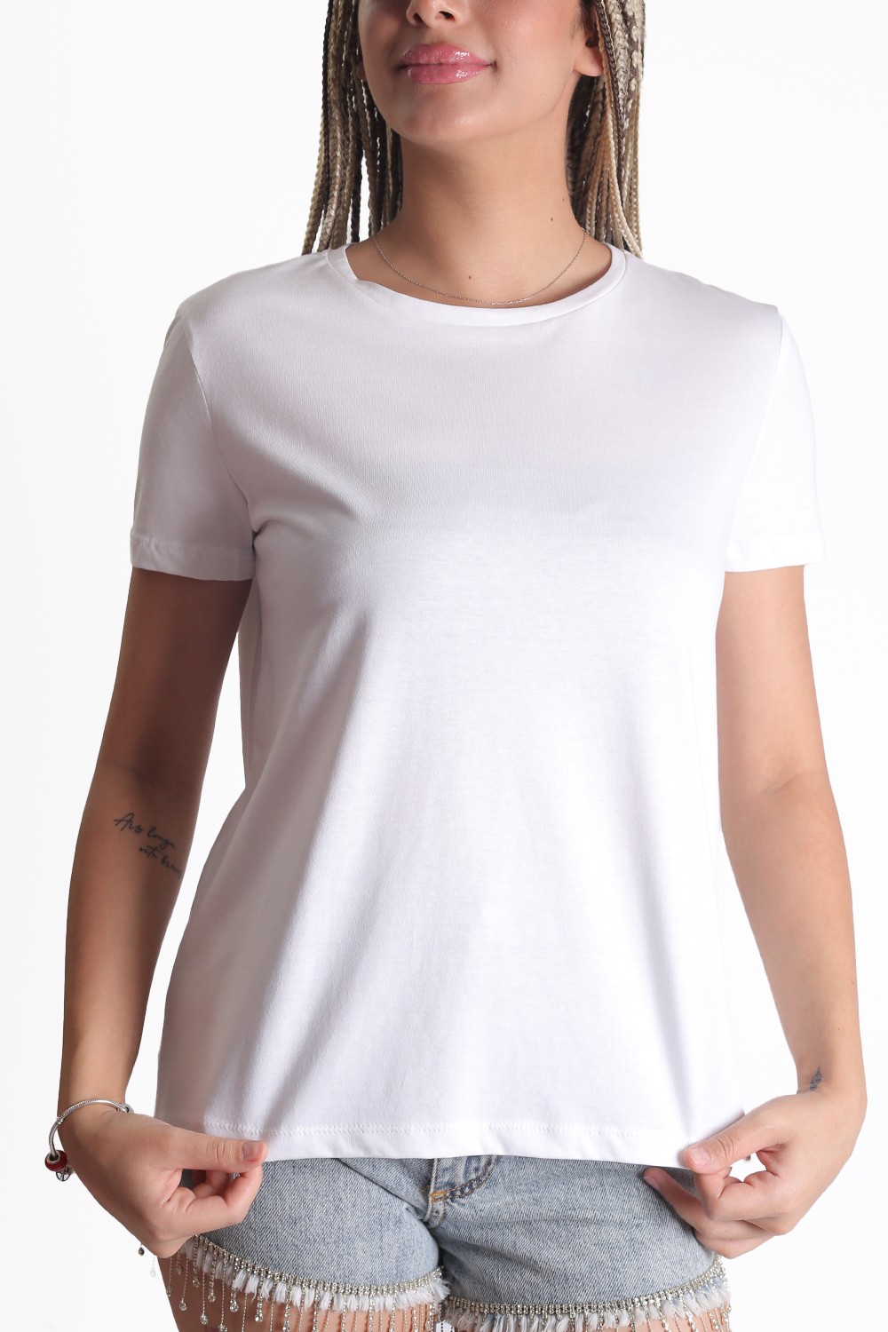 Doğal Pamuk Basic Simit Yaka T-shirt D3683