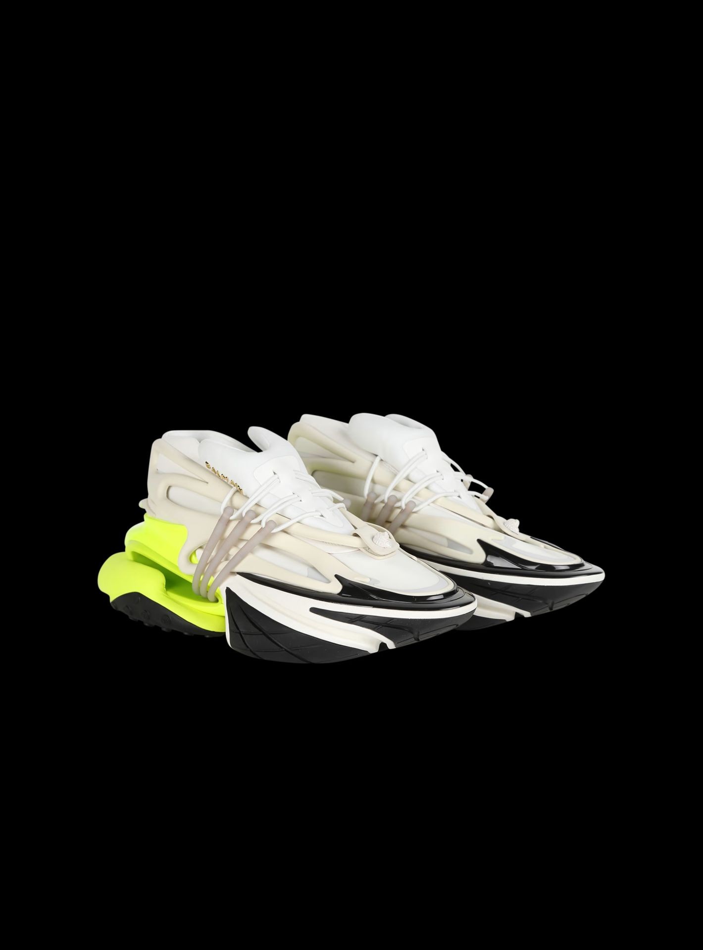 Balmain Unicorn White And Neon Green Sneakers