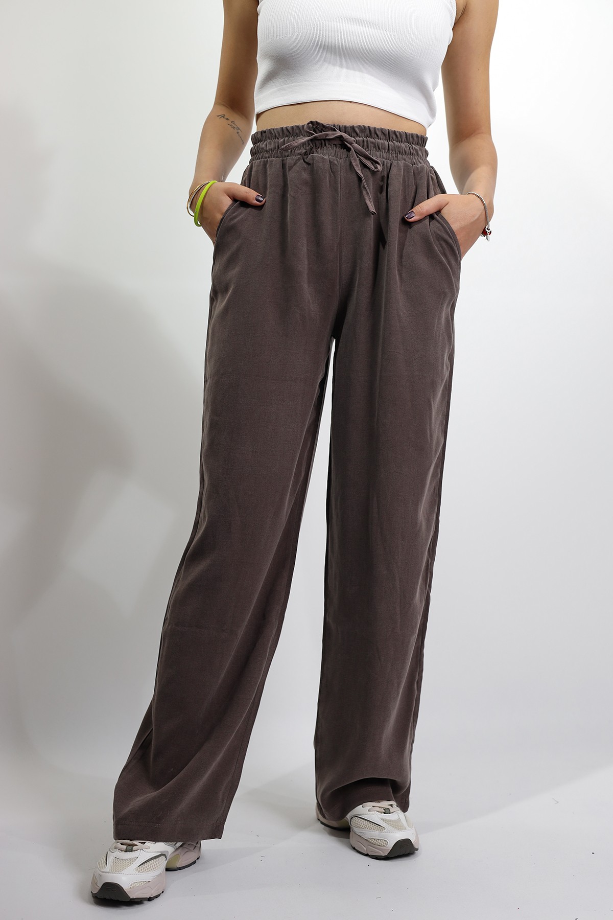 Modal Kumaş Kahve Kadın Relaxed Fit Pantolon