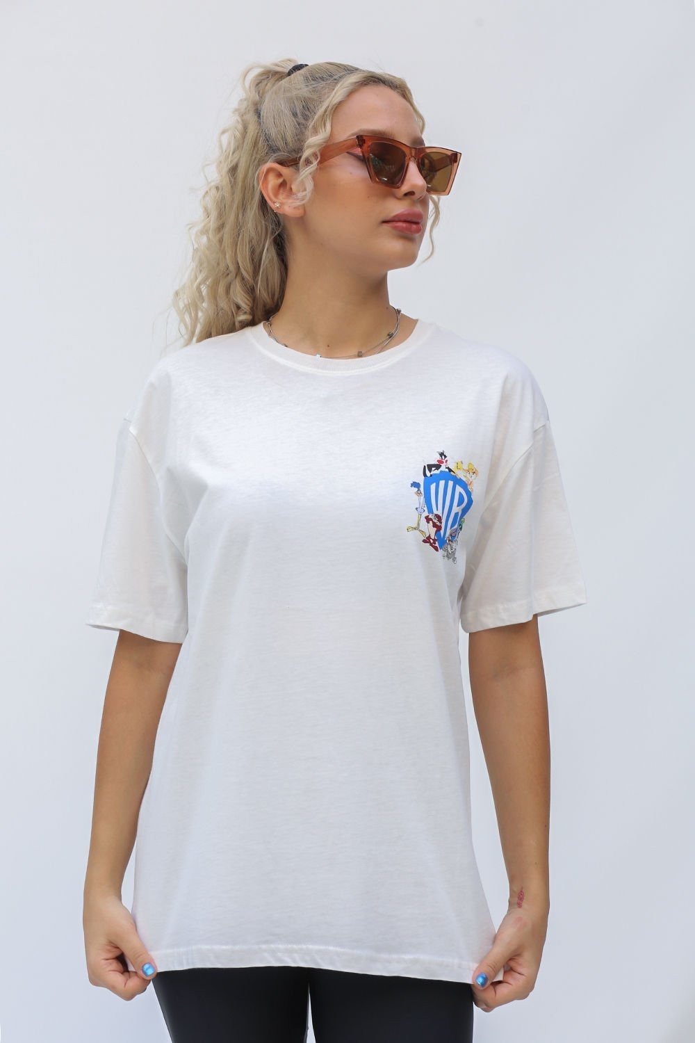 Zara Markalı WB Baskılı Beyaz Renk Kadın Tshirt