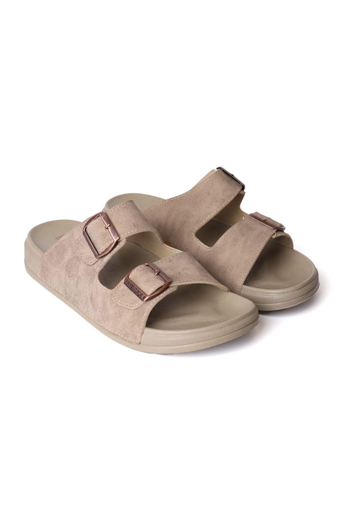 Birkenstock Çift Bantlı Ortapedilk Taban Bej Günlük Erkek Terlik