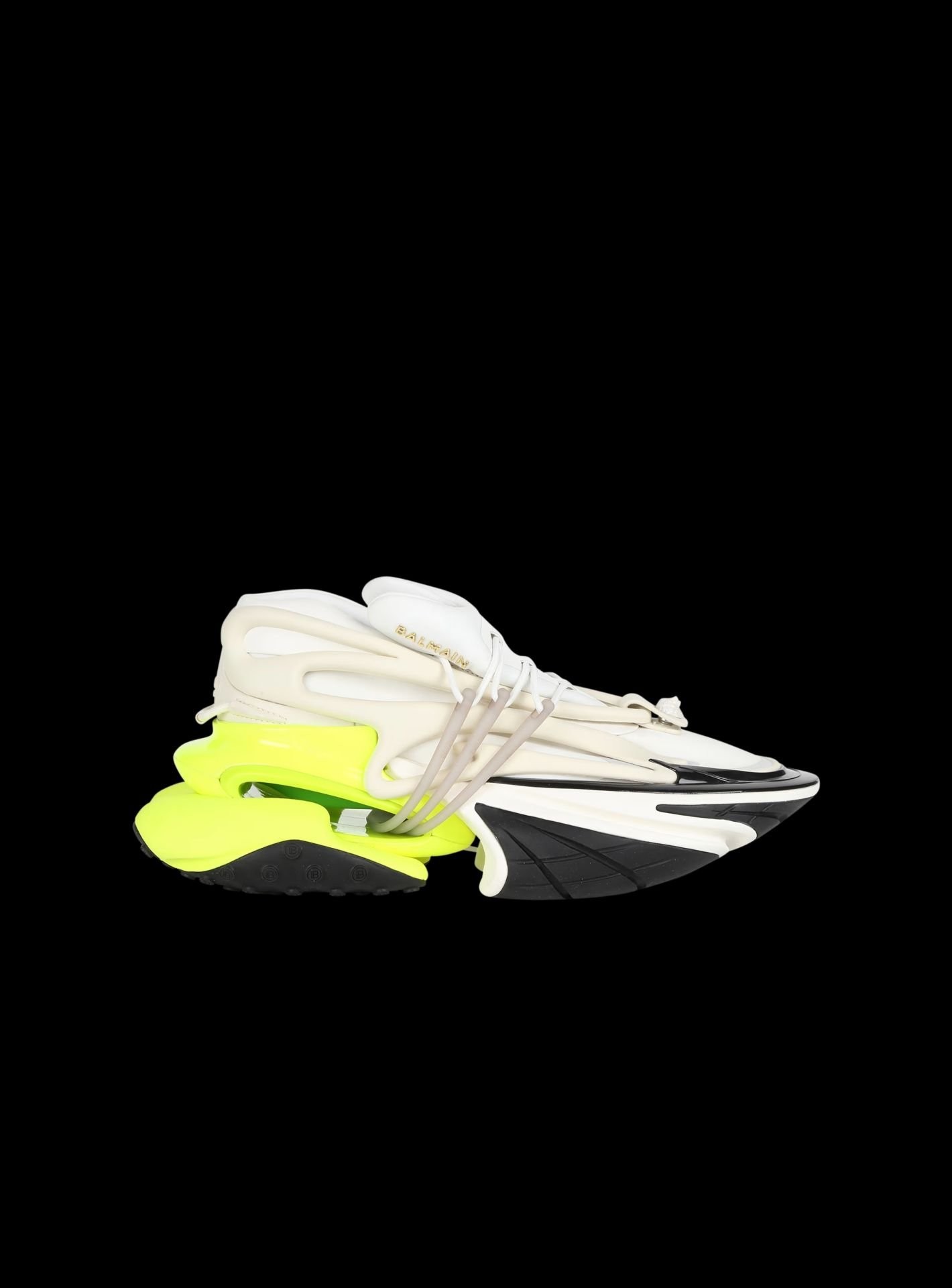 Balmain Unicorn White And Neon Green Sneakers