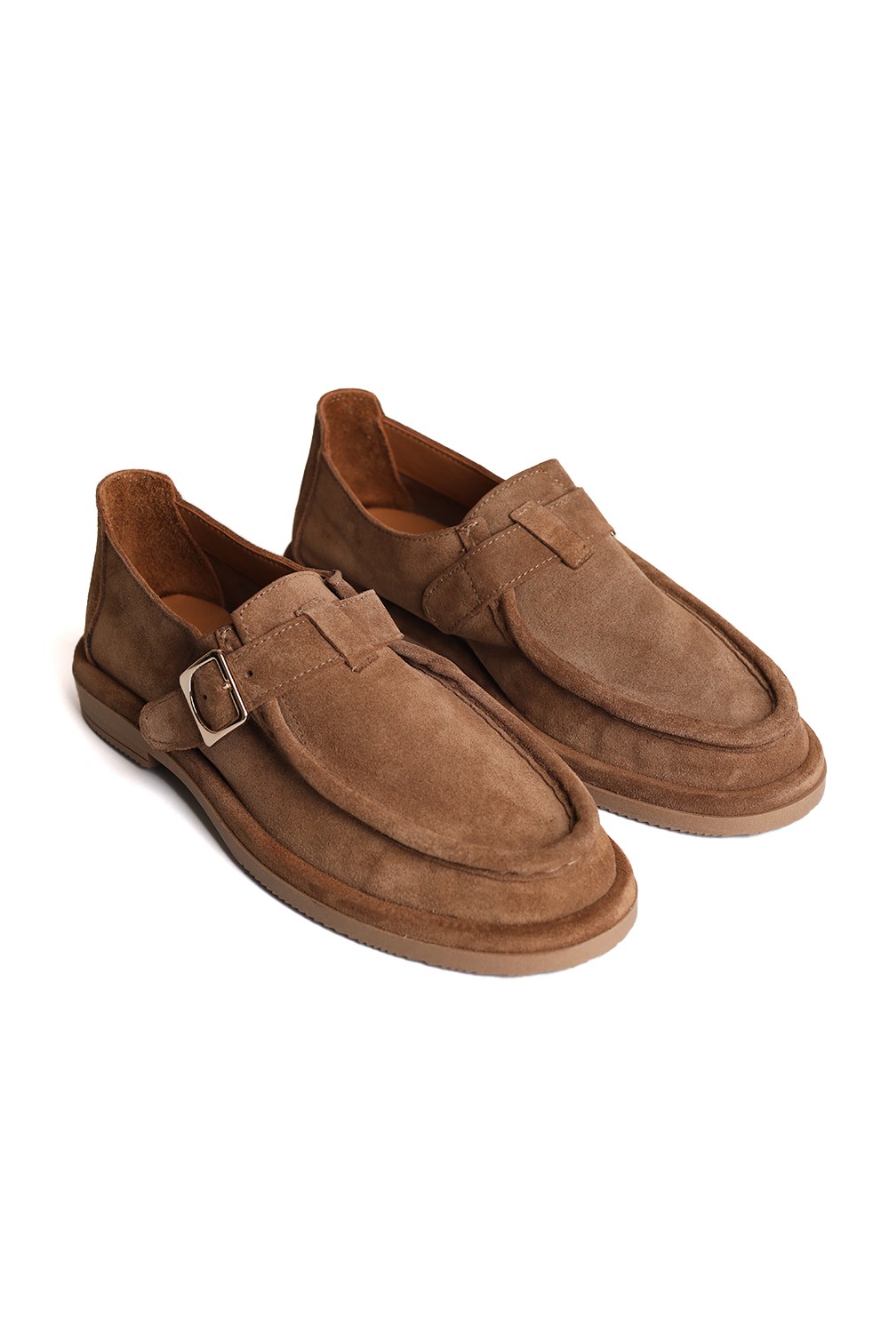 Hakiki Deri El Yapımı Anatomik Taban Tütün Kadın Loafer R004