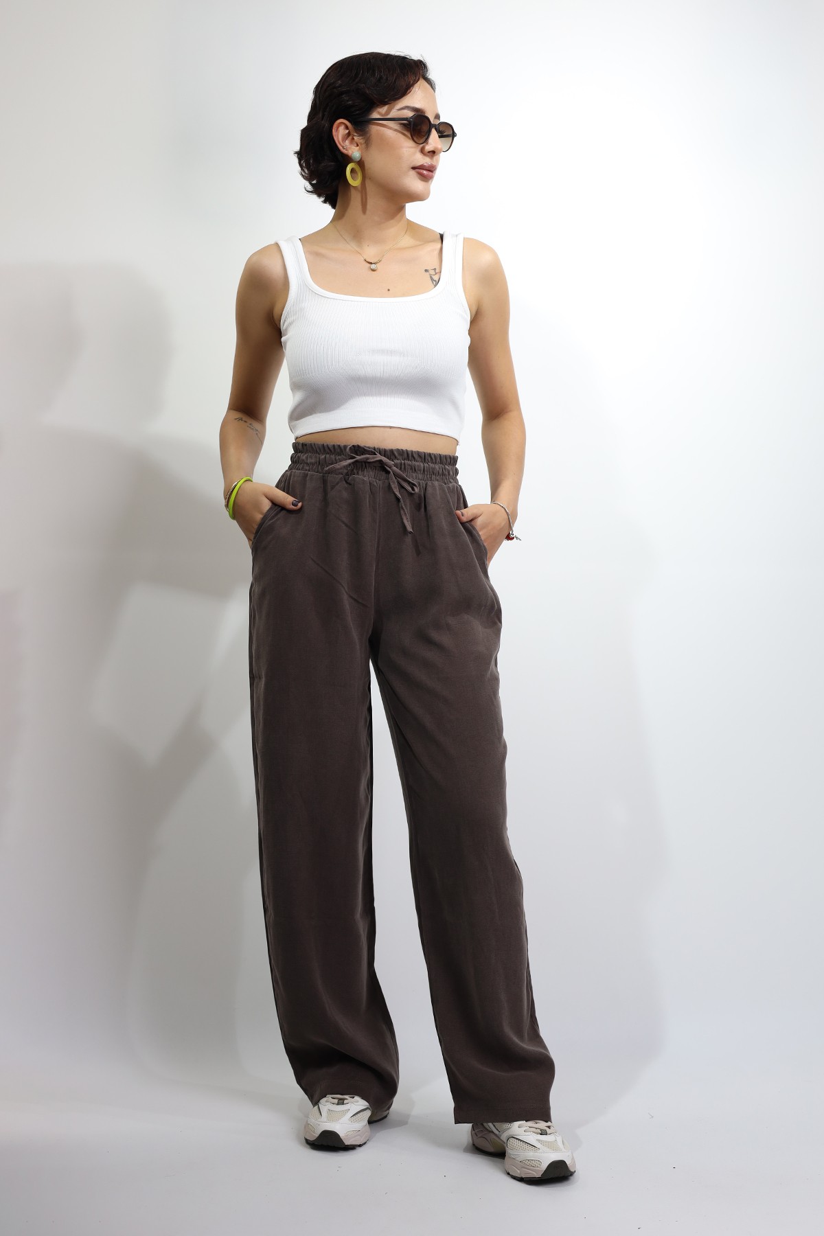 Modal Kumaş Kahve Kadın Relaxed Fit Pantolon