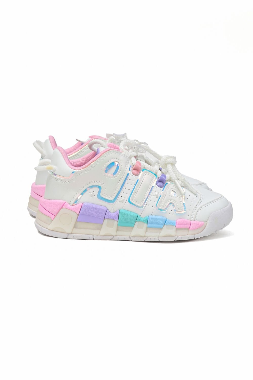 Elra Hakiki Deri İthal Pembe-Beyaz Renk Çocuk Sneakers GF002