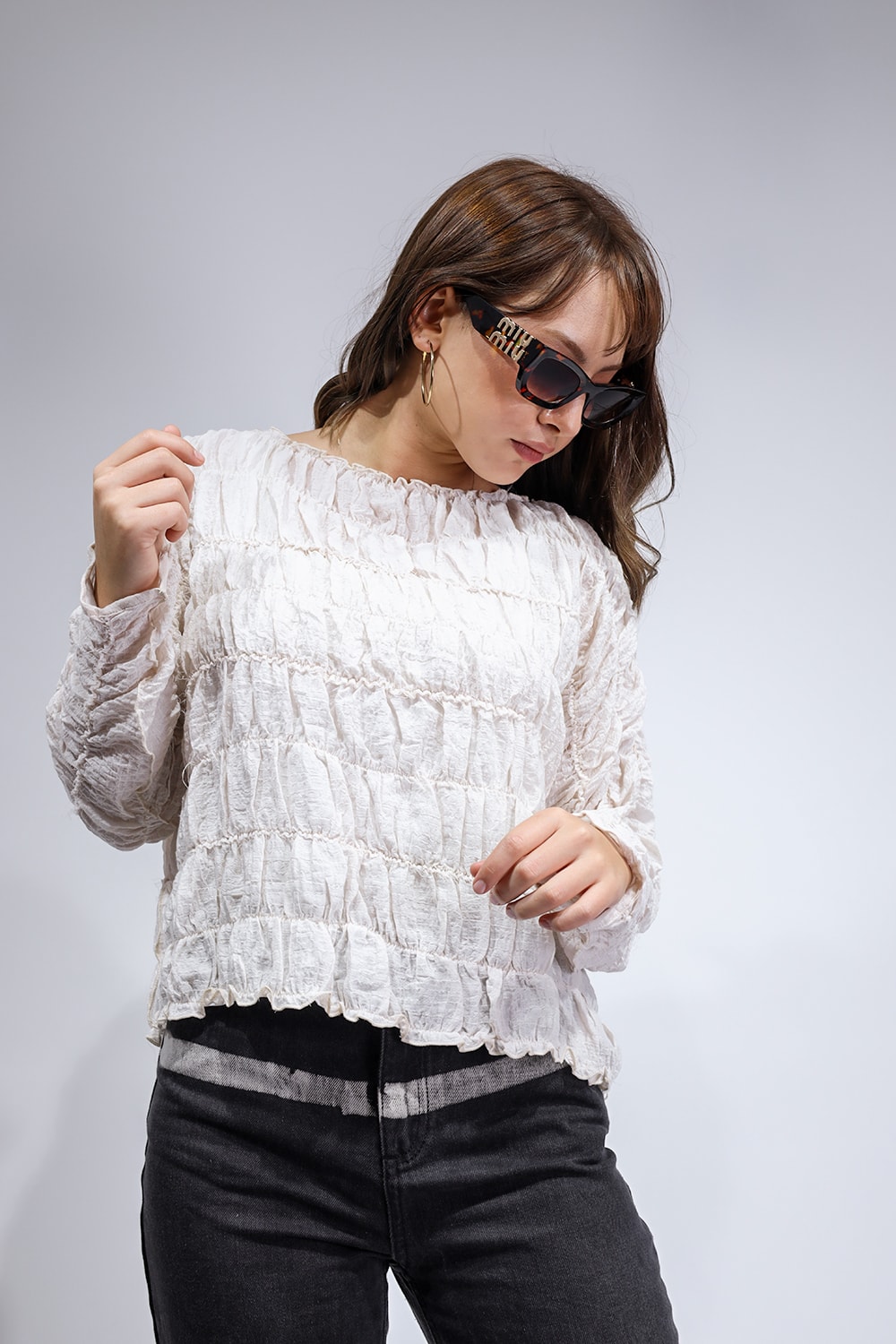 Orjinal Marka Pamuk Dokulu Kadın Bluz