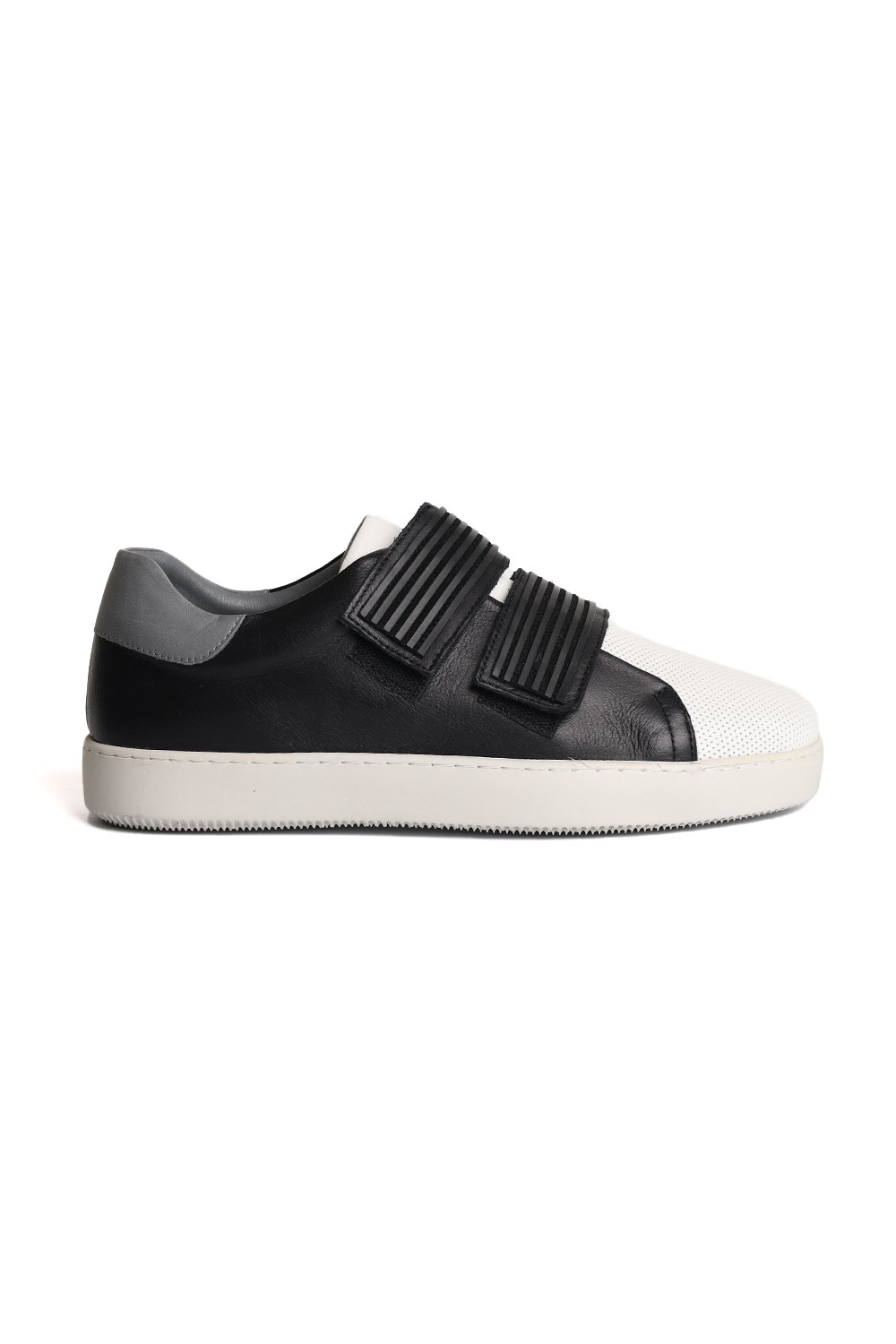 Hakiki Deri El Yapımı Ortapedik Tabanlı Siyah Cırtlı Erkek Sneakers