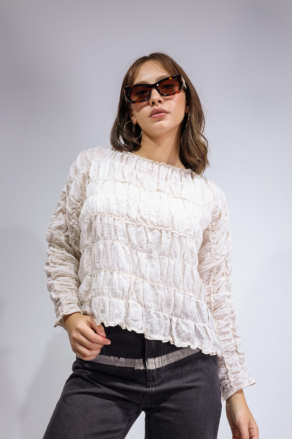 Orjinal Marka Pamuk Dokulu Kadın Bluz