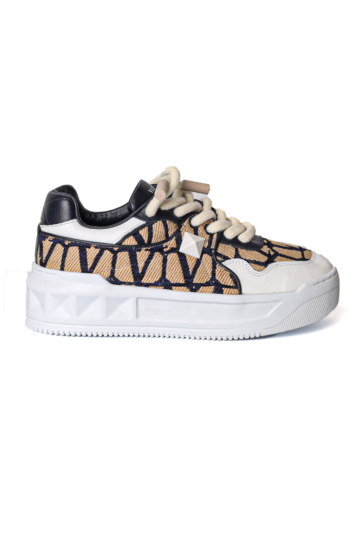 Çok Renkli Logo Jakarlı Erkek Deri Sneaker