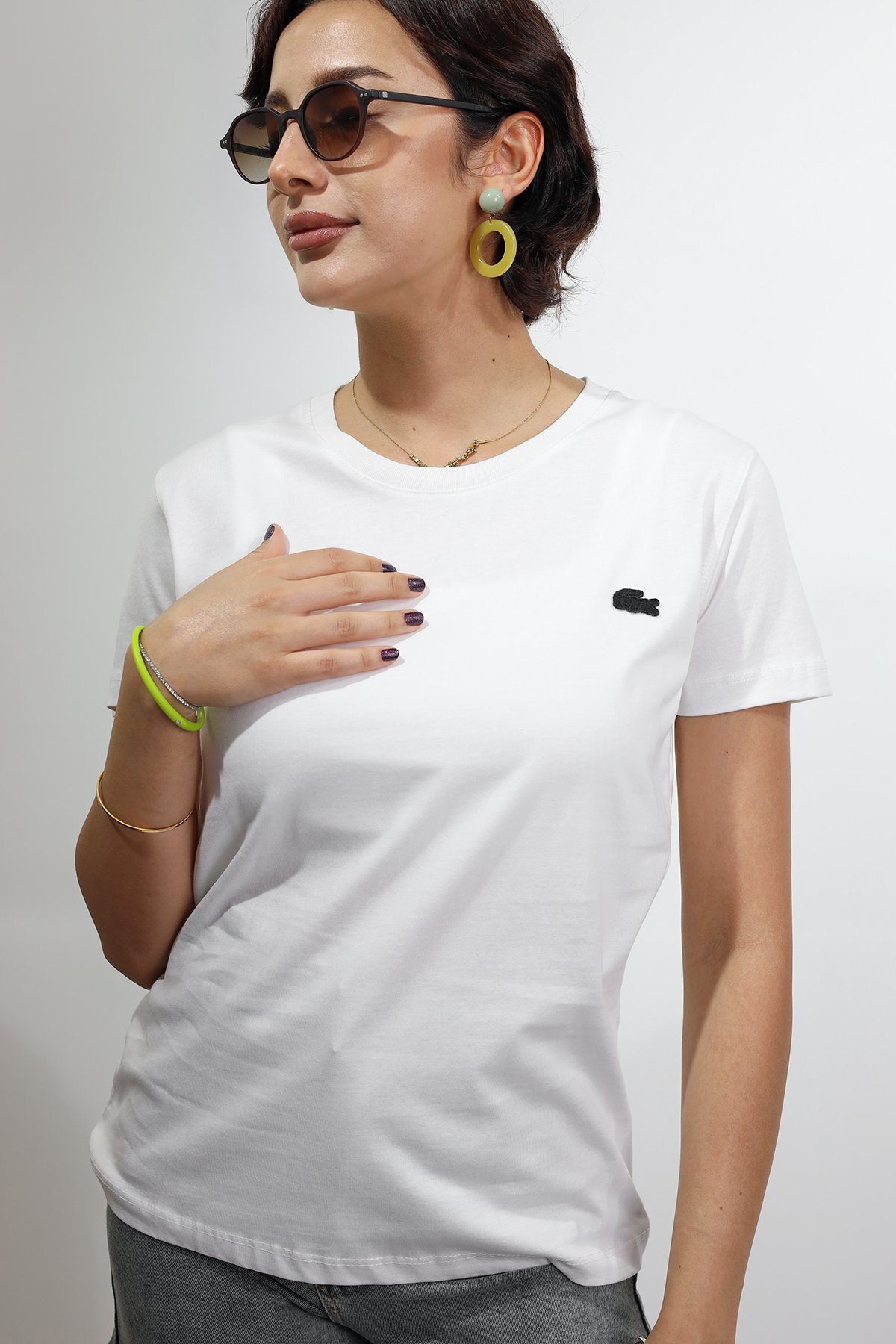 Bisiklet Yaka Kadın Beyaz T-Shirt