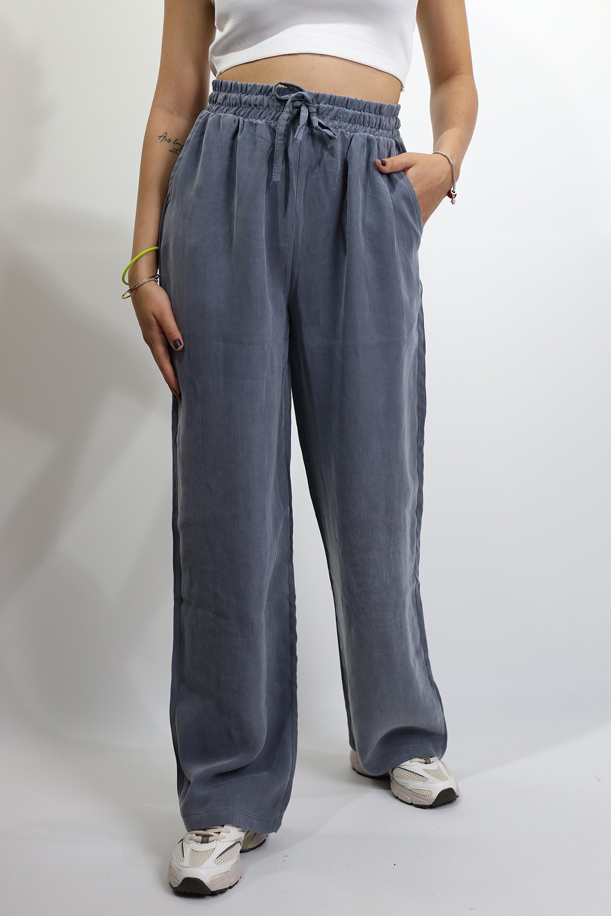 Modal Kumaş Füme Kadın Relaxed Fit Pantolon