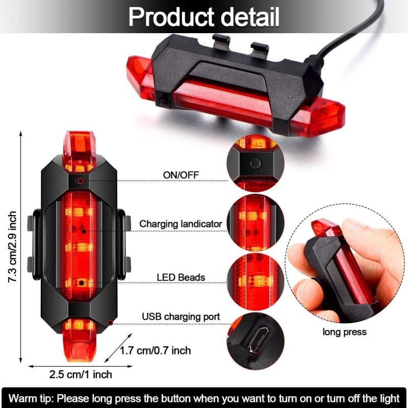 Bisiklet Arka Stop Lambası/Usb Şarjlı 4 Modlu Çakar Lambası Kırmızı