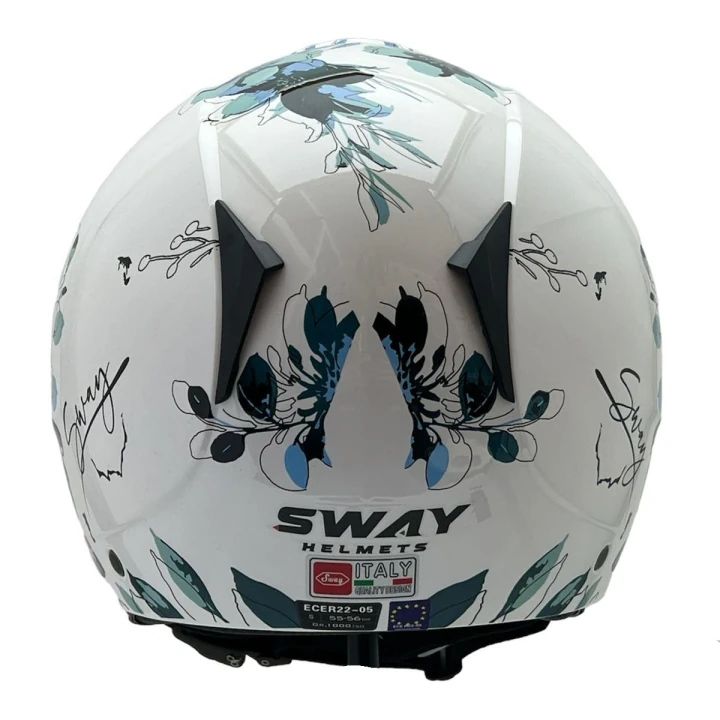 Sway 715 İris Beyaz - Mavi Kask Vizörlü Motosiklet Kaskı
