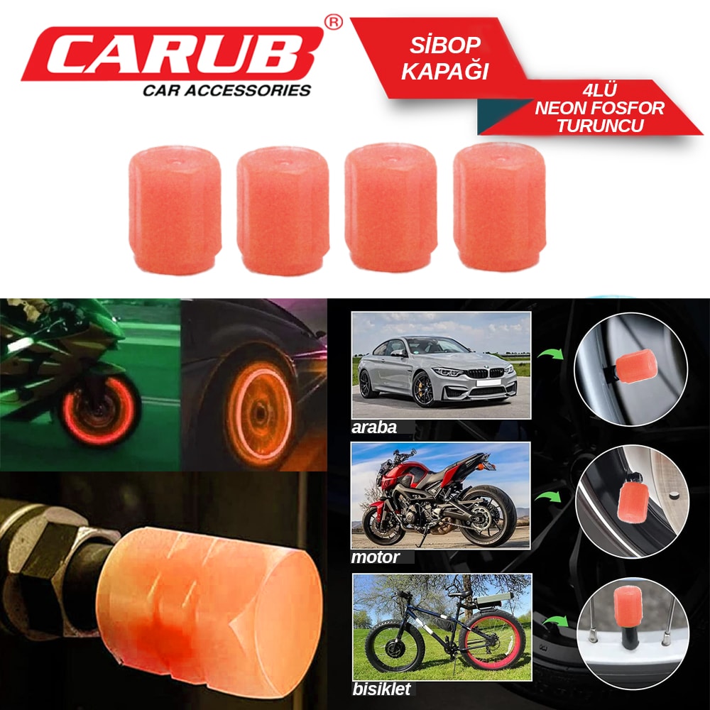 Carub Sibop Kapağı 4Lü Neon Fosfor Turuncu