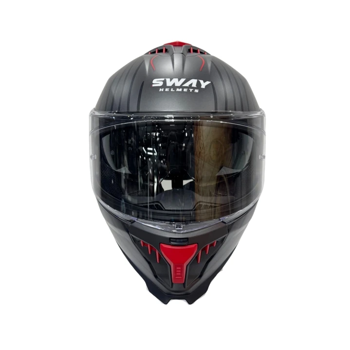 Sway 865 Space Siyah Kırmızı Kask Vizörlü Motosiklet Kaskı