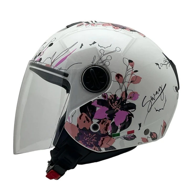 Sway 715 İris Beyaz - Pembe Kask Motosiklet Kaskı