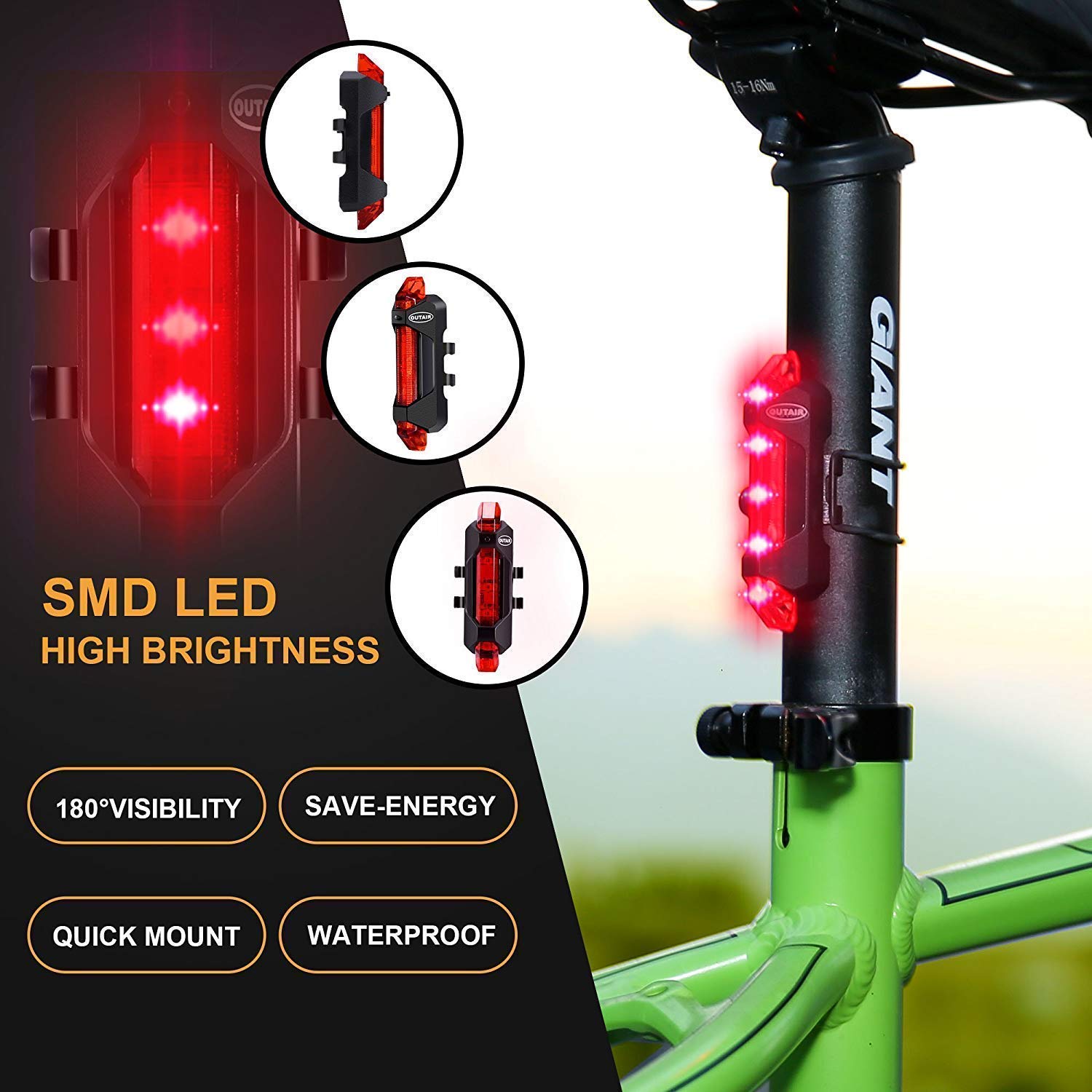 Bisiklet Arka Stop Lambası/Usb Şarjlı 4 Modlu Çakar Lambası Kırmızı