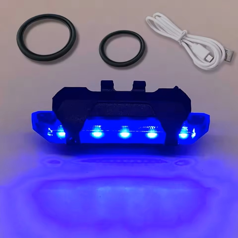 Bisiklet Arka Stop Lambası/Usb Şarjlı 4 Modlu Çakar Lambası Mavi