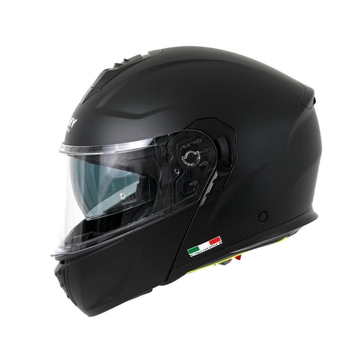 Sway 917 Çene Açılır Mat Siyah Kask Vizörlü Motosiklet Kaskı