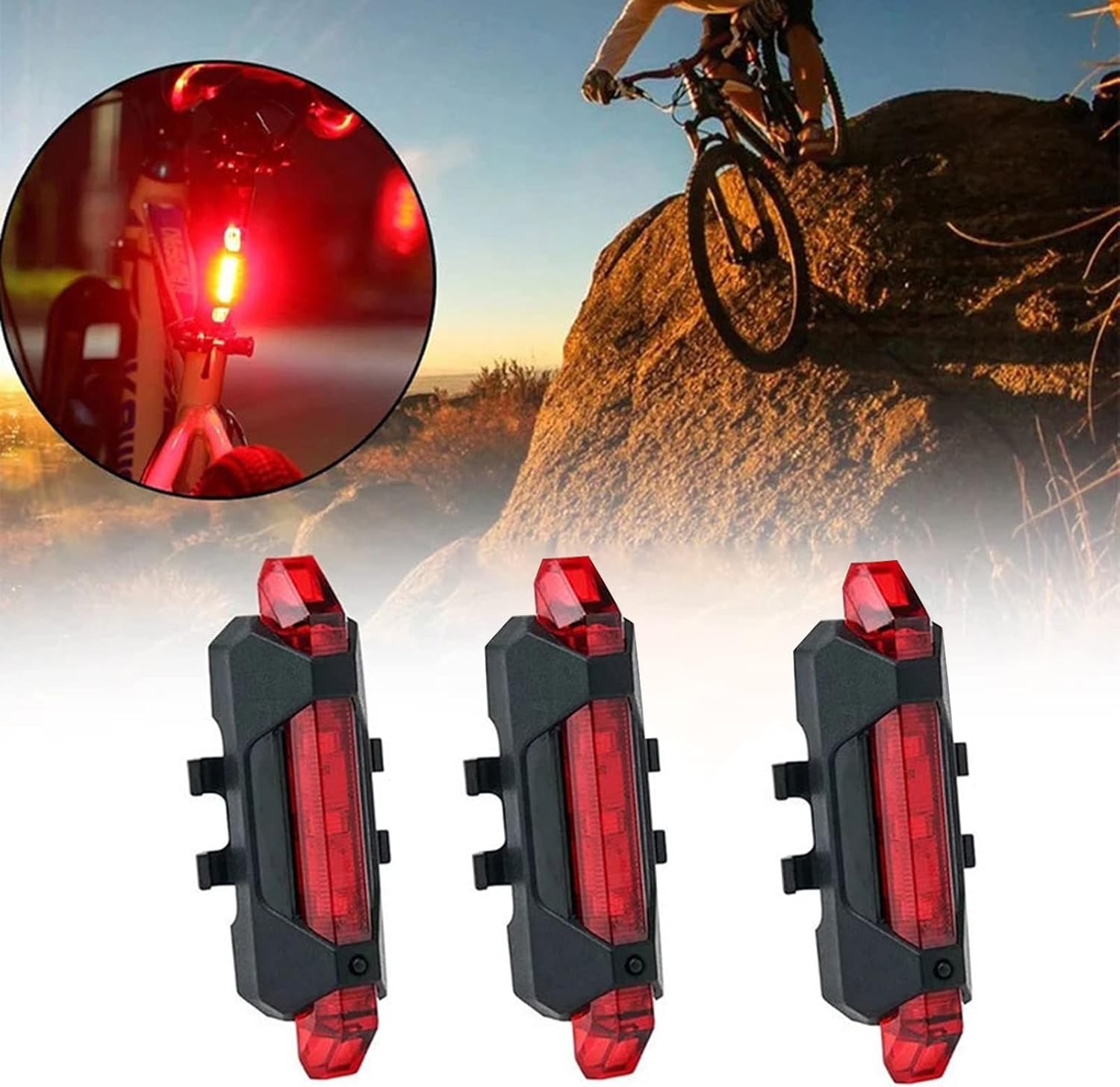 Usb Şarjlı Bisiklet Ön-Arka Far Stop Lambası Seti