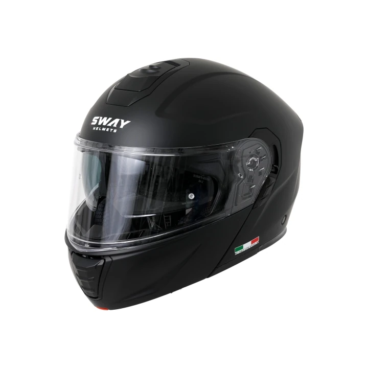 Sway 917 Çene Açılır Mat Siyah Kask Vizörlü Motosiklet Kaskı