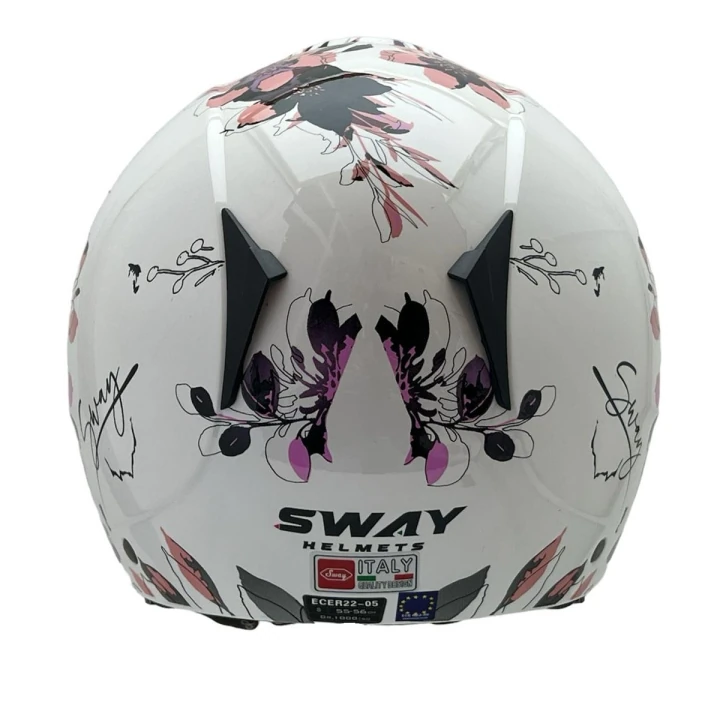 Sway 715 İris Beyaz - Pembe Kask Motosiklet Kaskı