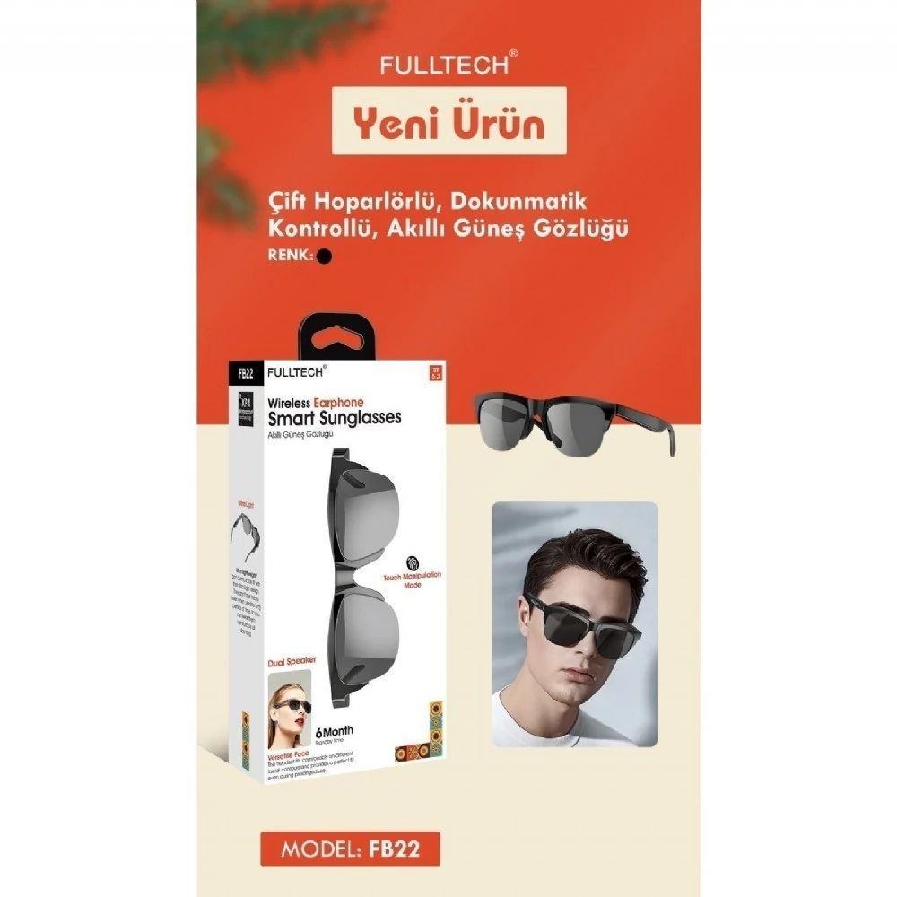 Unisex Bluetooth 5.3 HIFI Çift Hoparlörlü Akıllı UV HD Güneş Gözlüğü - Dokunmatik Kontrol