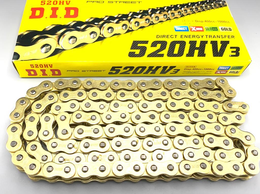 D.I.D Gold Zincir 520 Hv3 Yzf-R25 Mt-25 Rx 250 Duke-Rc 390 Dominar - Pulsar 200