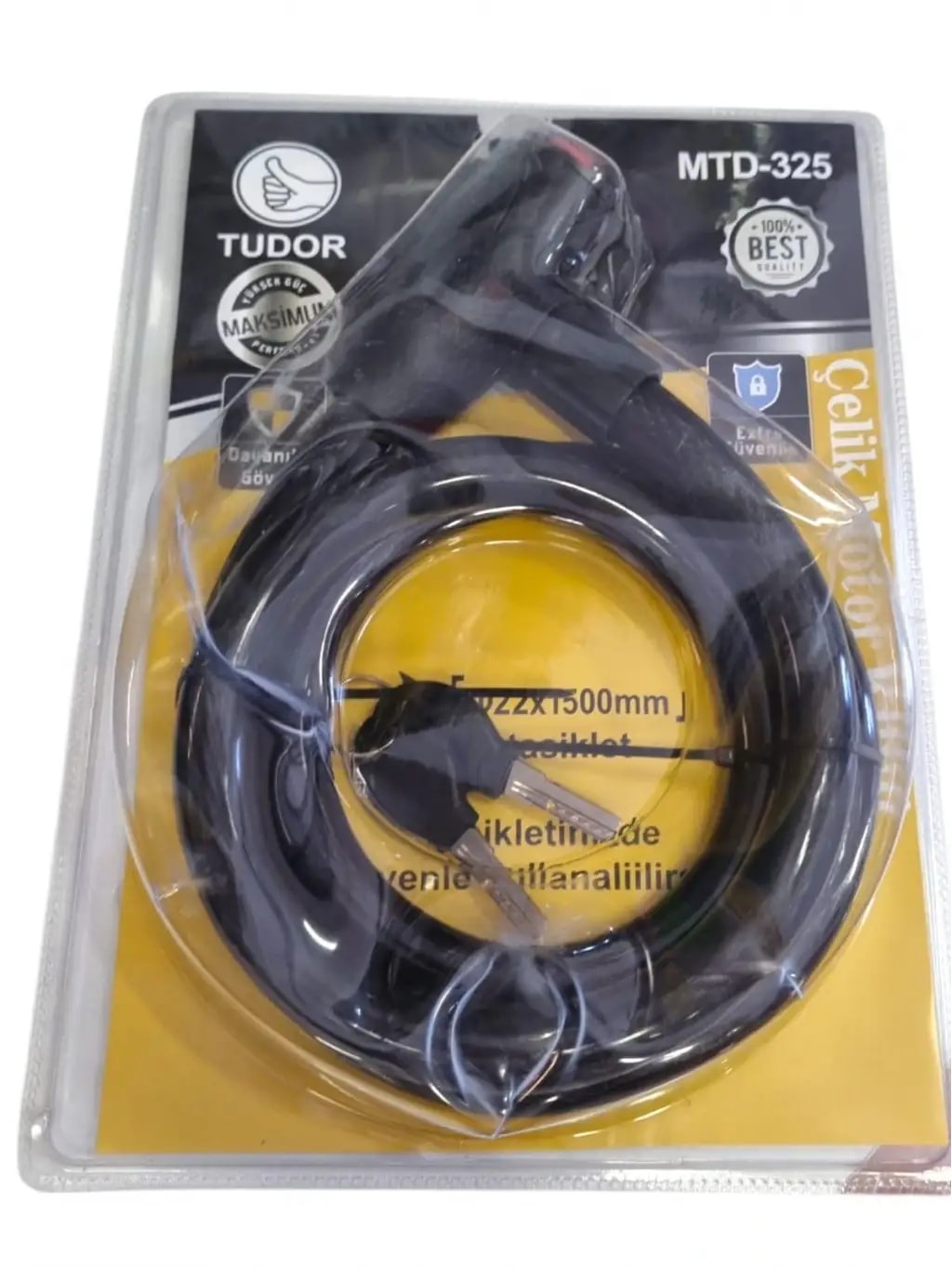 Tudor Motosiklet Bisiklet Çelik Kilit 22x1500mm
