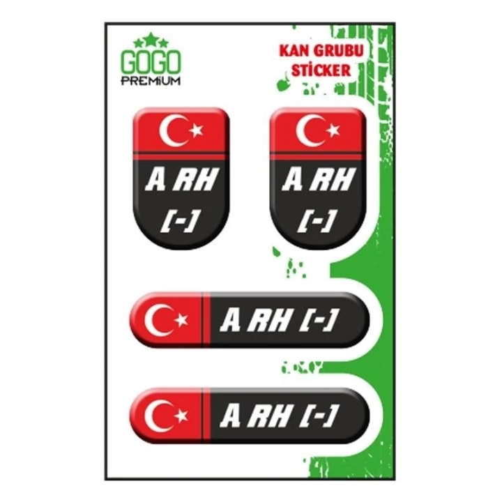 Gogo Kan Grubu A Rh(-) Damla Sticker Siyah 4lü (DE131)