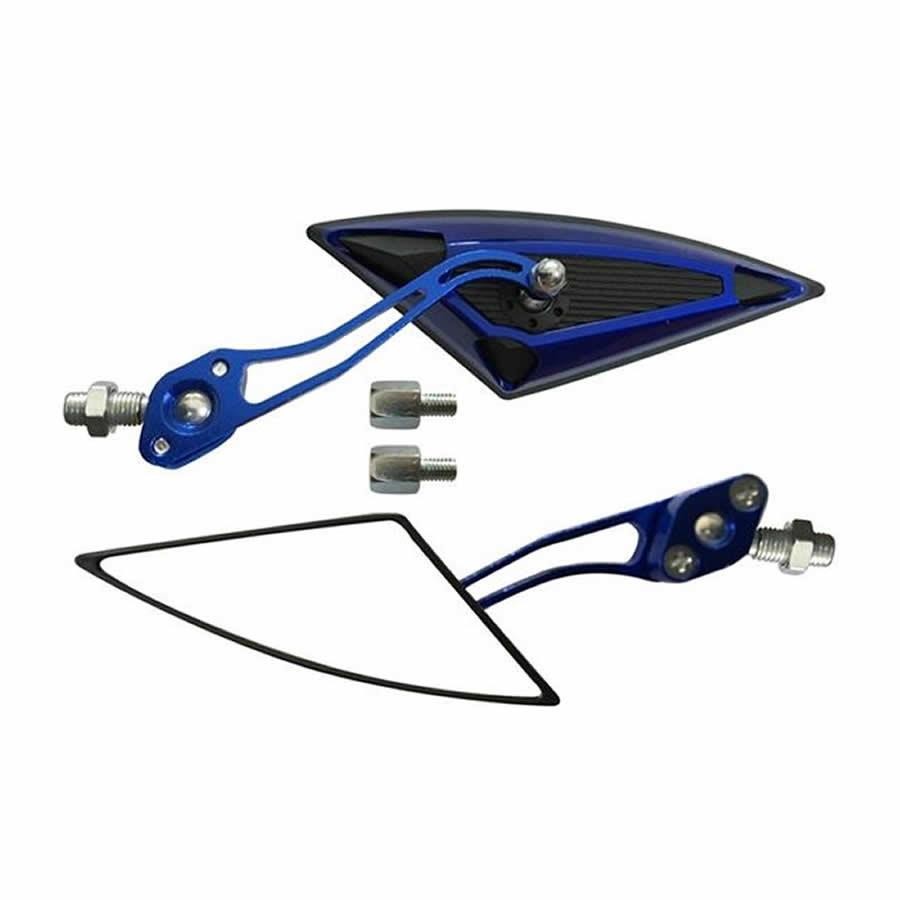 Motosiklet Modifiye Üçgen Ayna Mavi 8 Mm 10 Mm Aparatlı