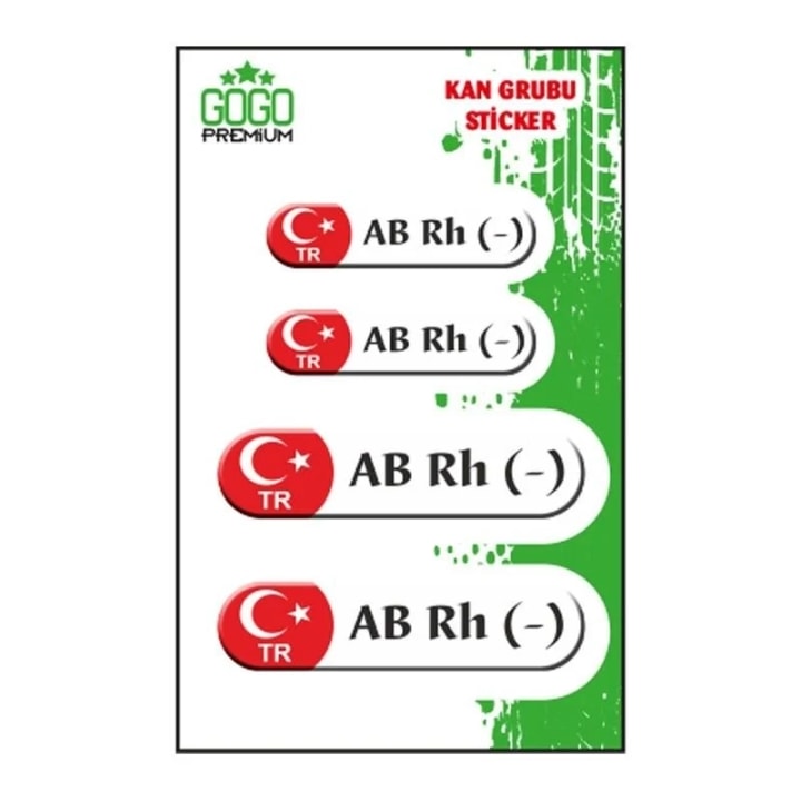Gogo Kan Grubu Ab Rh(-) Damla Sticker Beyaz 4lü (DE178)