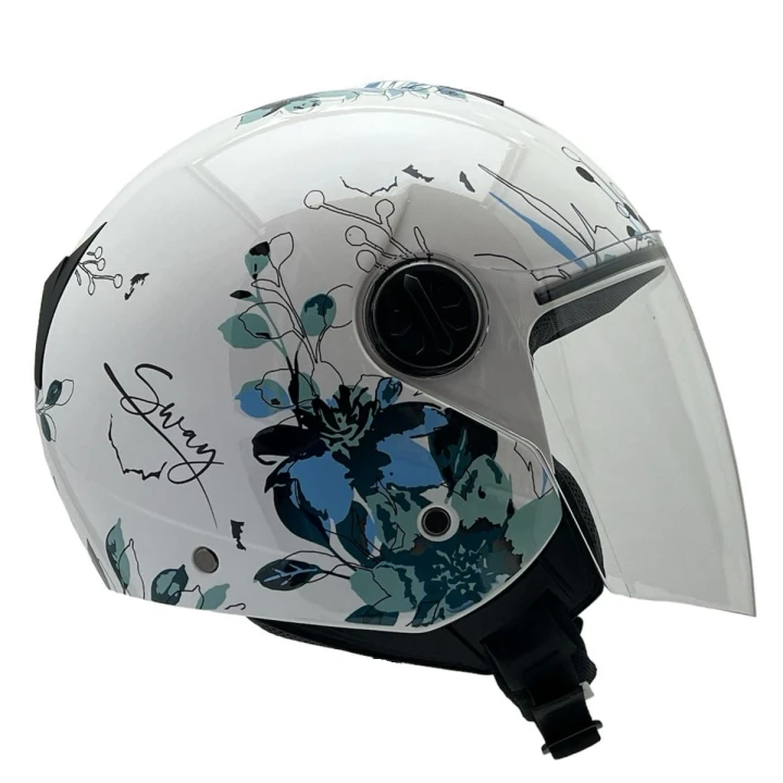 Sway 715 İris Beyaz - Mavi Kask Vizörlü Motosiklet Kaskı